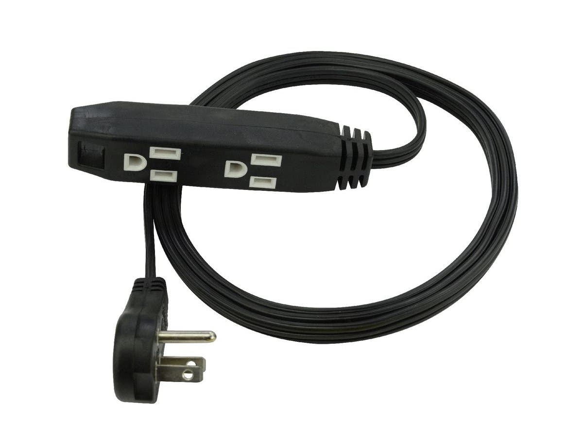 6ft 3-Outlet SnugPlug Household Extension Cord SPT-2 Black 16AWG 13A/1625W 