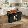 thumbnail image 5 of Homy Casa Farmhouse 53.7" Rolling Kitchen Island with Storage Cabinet, Sliding Barn Doors, Wood Top Storage Cart, 5 of 13