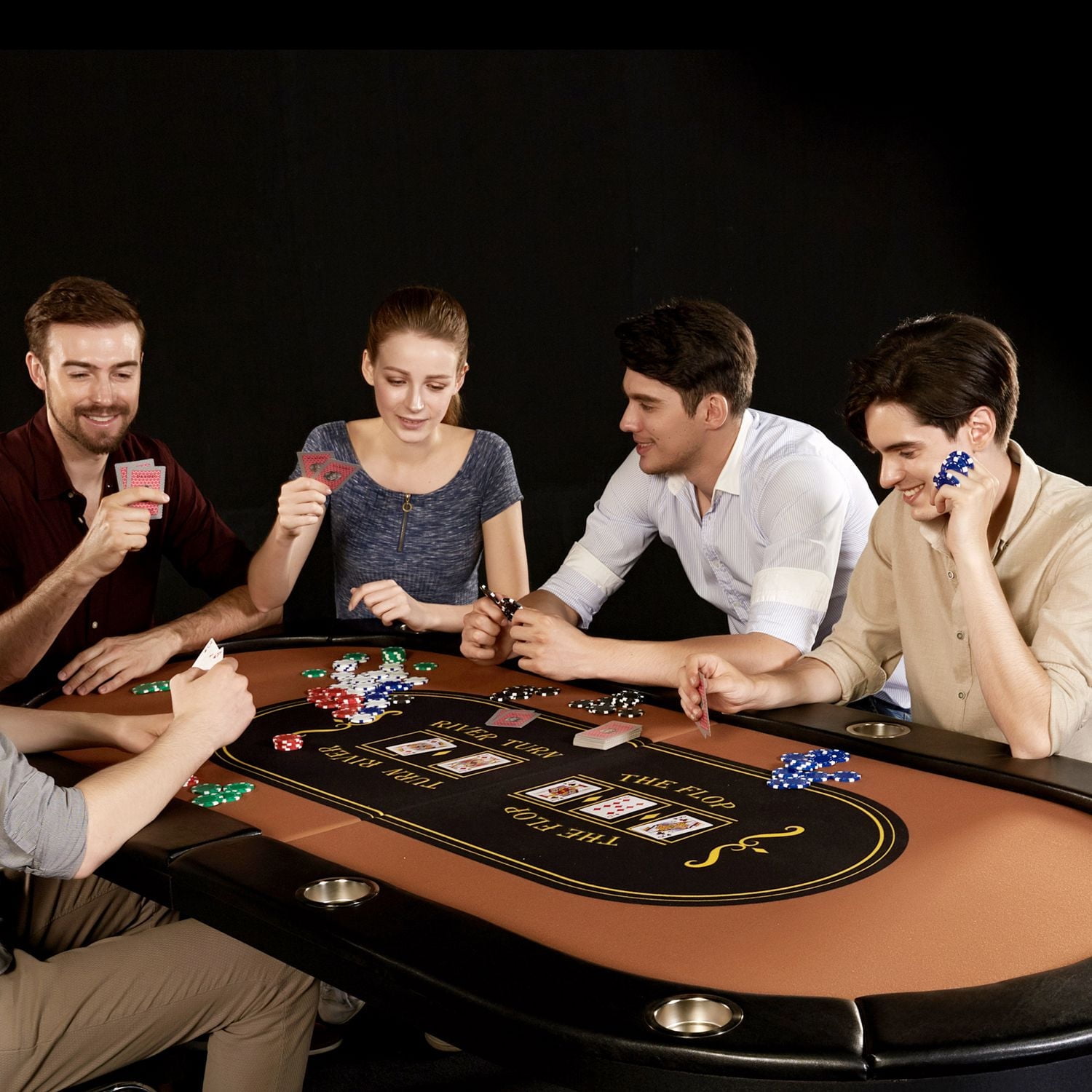 Barrington 10 Player Folding Poker Table with Steel Cup Holders