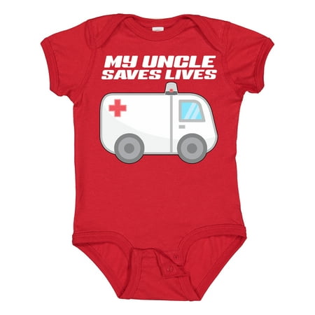 

Inktastic My Uncle Saves Lives- Ambulance Gift Baby Boy or Baby Girl Bodysuit