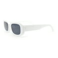 thumbnail image 3 of Iconic Mod Rounded Rectangular Minimal Plastic Sunglasses White - Black, 3 of 4