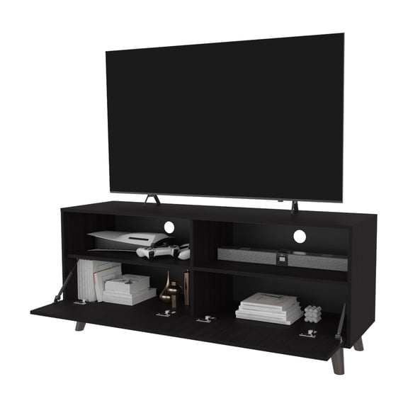 Nmkwnr TV Cabinet for Tvs up to 60", Tv Stand with Open Shelf and 1 Door, Entertainment Center for Living Room, Dark Brown
