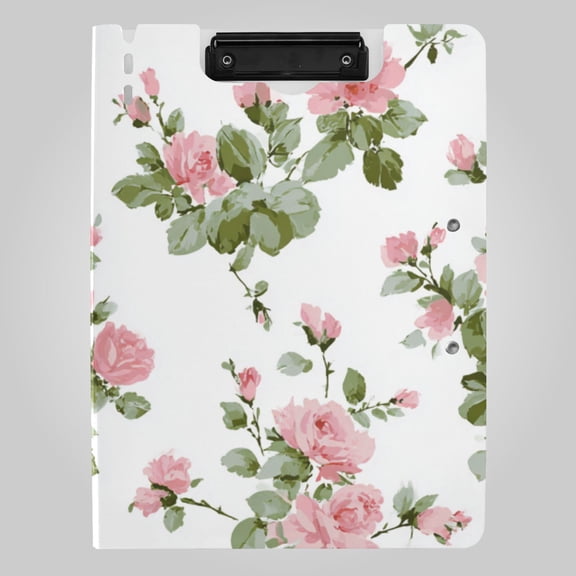 Watercolor Elegant Roses Foldable Binder Folder Clipboard with Pen Slot Double Clips A4 Size File Storage