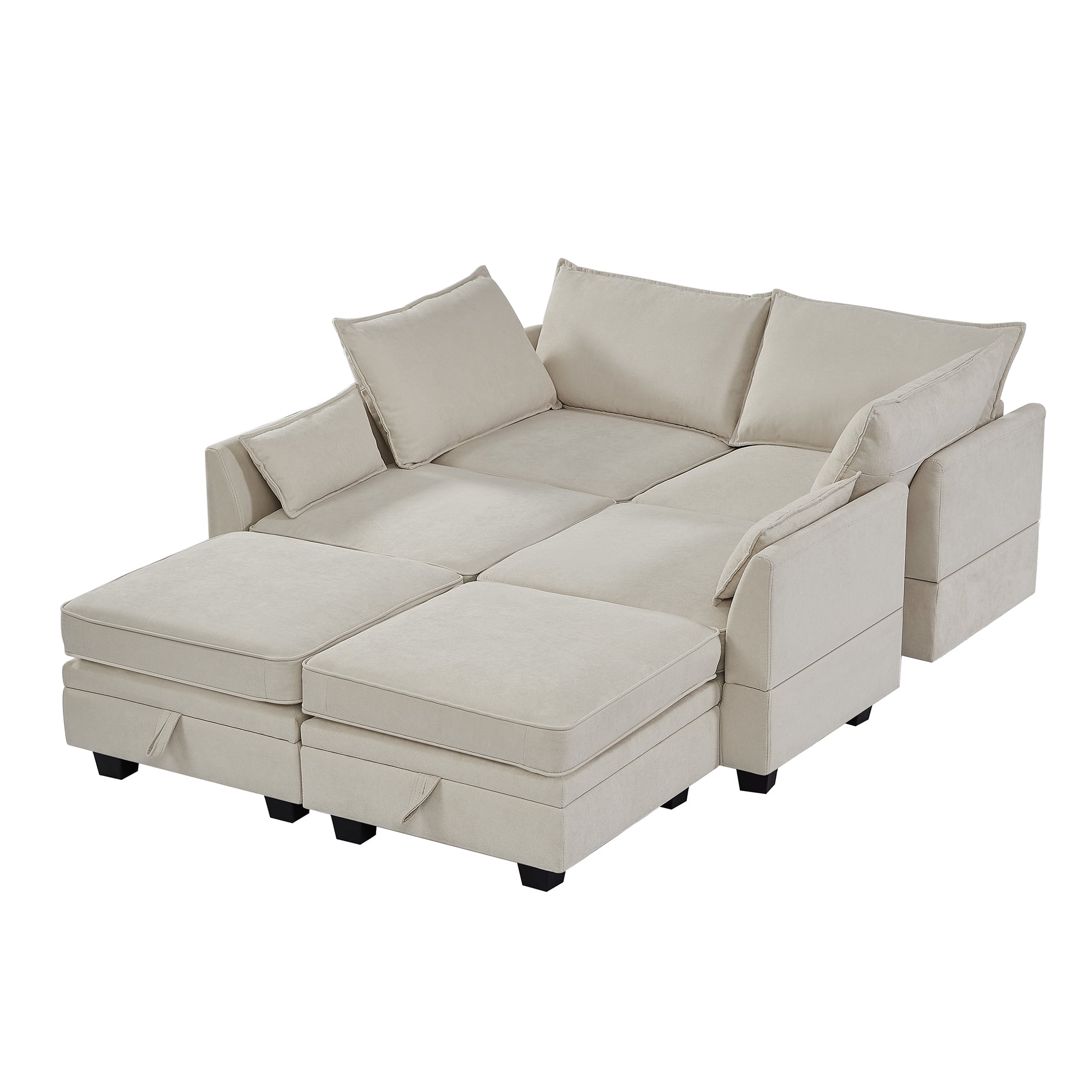 YYAo Modern Large U-Shape Modular Sectional Sofa, Reversible Sofa Bed with Storage Seat for Living Room, Beige YYAo Modern Large U-Shape Modular Sectional Sofa, Reversible Sofa Bed with Storage Seat for Living Room, Beige