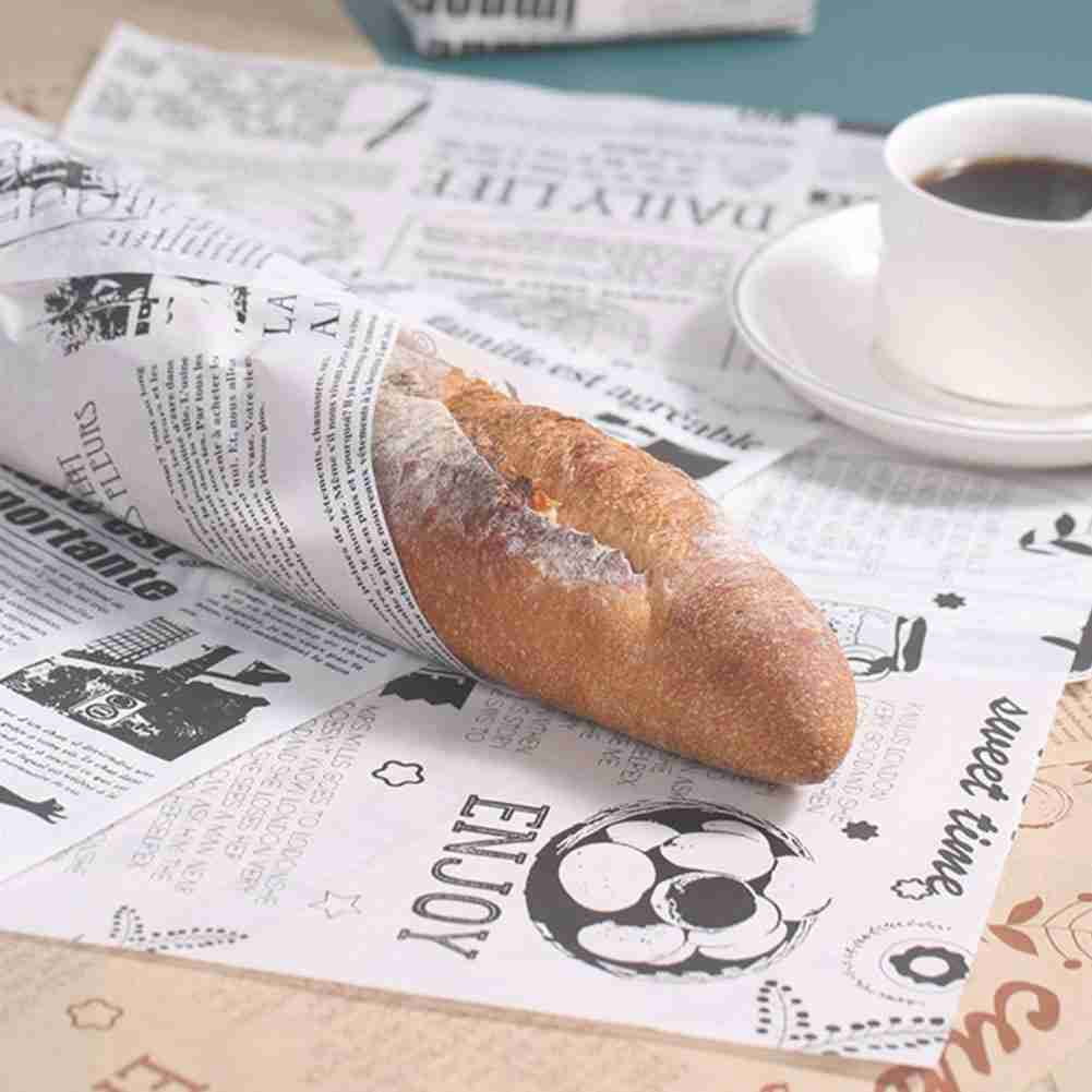 100 Sheets Paper Food Wrapping Baking Parchment Food Grade L-shaped Open Grease Resistant Disposable Packaging Wax Paper Liners For Sandwich Burgers Wrappers