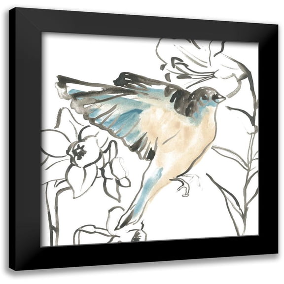 Vess, June Erica 12x12 Black Modern Framed Museum Art Print Titled - Songbird Meadow I