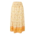 thumbnail image 4 of Arlun Summer Bohe A-Line Long Skirts for Women Loose Cozy Lightweight Flowy Floral Maxi Skirt 2026 Beach Vacation Stylish Bottoms Smocked Elastic High Waist Casual Skirt 3-Yellow XXL, 4 of 7