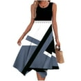 thumbnail image 5 of Itsame Women Summer Dress Pocket Round Neck Thin Dress Navy Size 2XL, 5 of 6