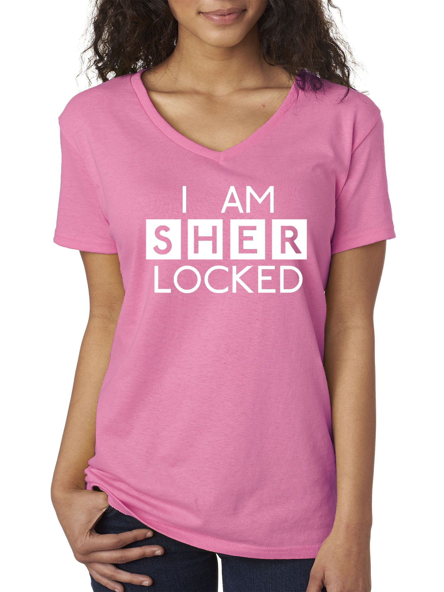 True Way True Way 2 Women S V Neck T Shirt I Am Sherlocked c Sherlock Holmes Nbsp Xs Azalea Pink Walmart Com Walmart Com