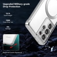 thumbnail image 3 of Magnetic Case for Samsung Galaxy S21 Ultra Clear Case Cover [Compatible with Magsafe & Military Grade Drop Protection] Transparent Shockproof Slim Plated Phone Case - Silver, 3 of 5