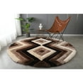 thumbnail image 3 of MDA Home Mateos Shag Brown/Cream/Black Polyester Area Rug - 7' X 7' Round, 3 of 5