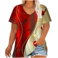 thumbnail image 2 of Xuyuer Women's Plus Size Leisure V-Neck Short Sleeve Printed Base Layer Shirt, Comfortable Casual Top for Everyday Wear, Relaxed Fit and Versatile Layering, 2 of 5