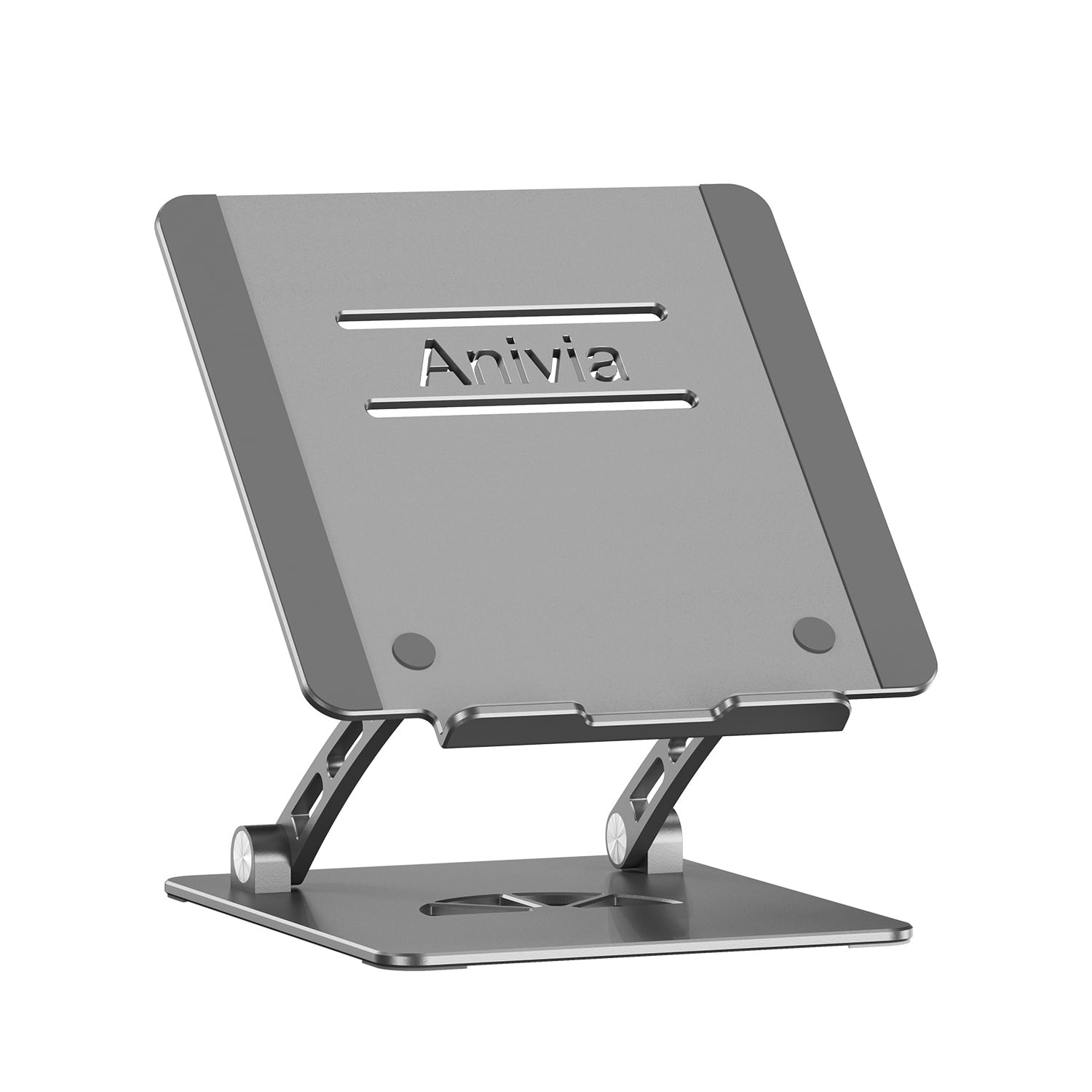 Anivia-Gray Aluminum Adjustable Laptop Stand Elevated Portable Laptop Riser, 10 to 17 Inches Laptop Stand for Desk Foldable, Ergonomic Computer Notebook Stand Holder for Laptop (Ship from USA)