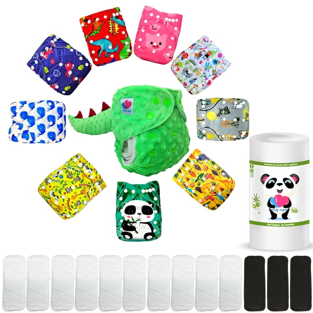 Pañal De Tela Para Bebés Reutilizable Ecologico Con Insertos Nocturnos Y Rollo Ecobaby Original