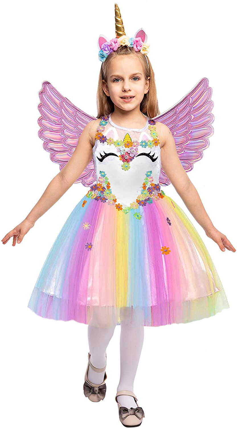 Unicorn Fairy Princess Dress Bridesmaid Flower Ballet Dance Dresses Tutu Skirt 
