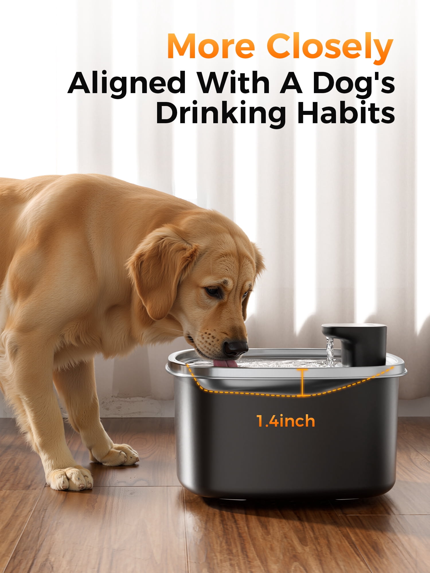 2.64 Gallon Large Capacity Automatic Dog Cat Water Fountain, Black
