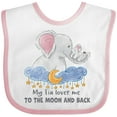 thumbnail image 3 of Inktastic My Tia Loves Me to the Moon and Back Elephant Family Boys or Girls Baby Bib, 3 of 4
