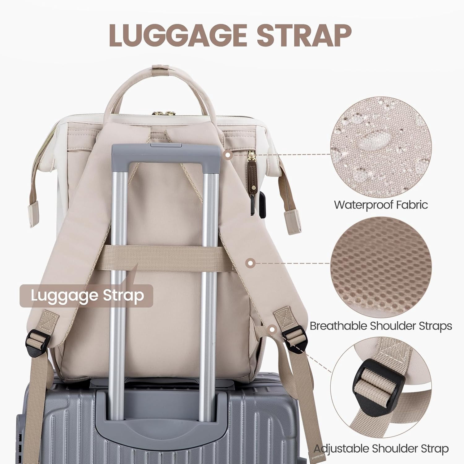 LOVEVOOK Laptop Backpack for Women, 15.6 Inch Work Business Backpacks Purse with USB Port, Large Capacity Nurse Bag College Bookbag for School, Waterproof Casual Daypack for Travel