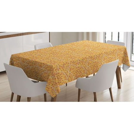 

Earth Tones Tablecloth Autumn Season Colors Digital Leaves Forming Dimensional Spirals Rectangle Satin Table Cover Accent for Dining Room and Kitchen 60 X 90 Earth Yellow Apricot by Ambesonne