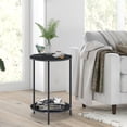 thumbnail image 5 of 2 Tier Side Table, Faux Marble Texture Round End Table, Metal Accent Table for Small Spaces Bedside Table Night Stand for Indoor Outdoor Home Living Room Bedroom, 5 of 8