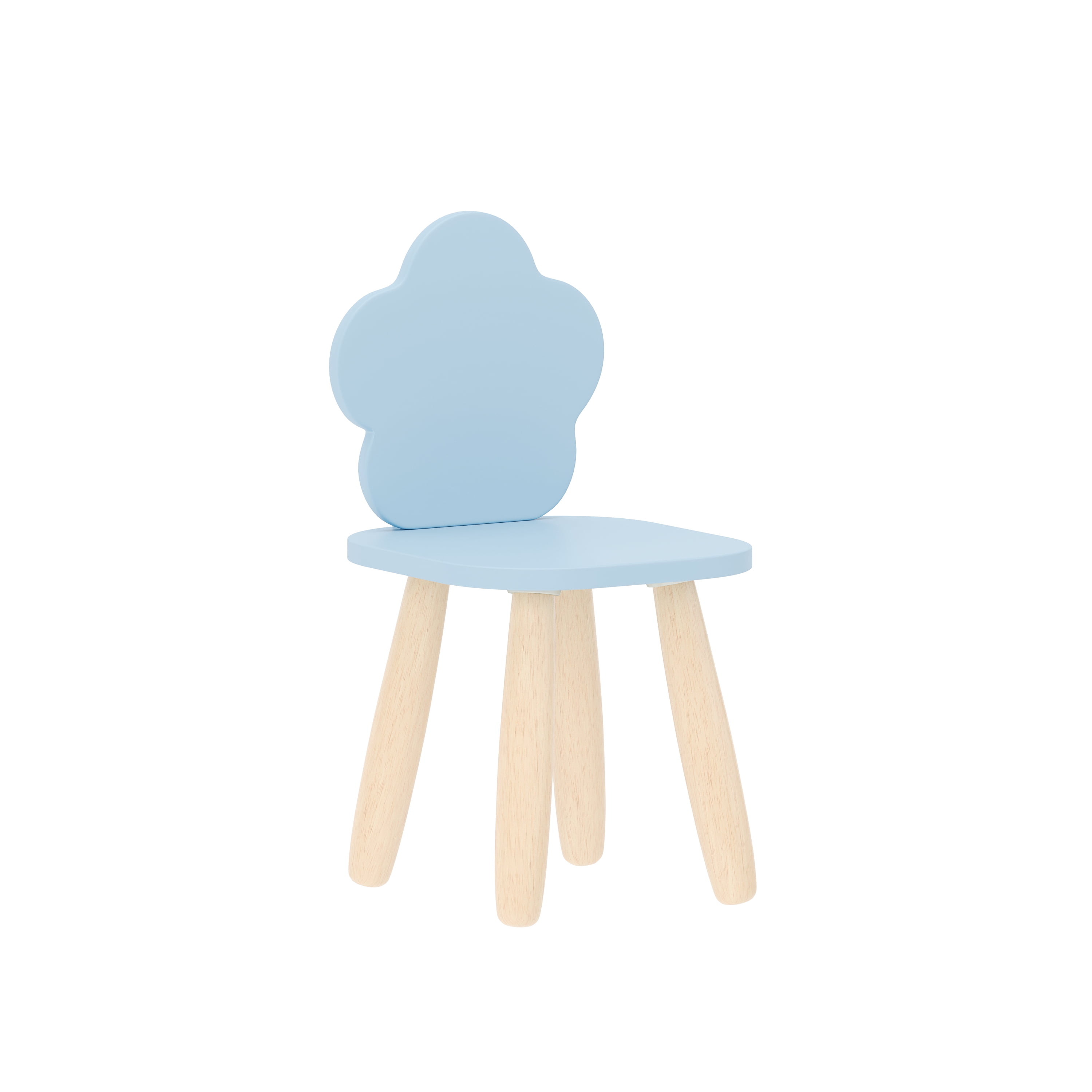 Buzz & Bloom Kids 3-Piece Wooden Cloud-Shaped Table and Chairs Set, Blue/Natural