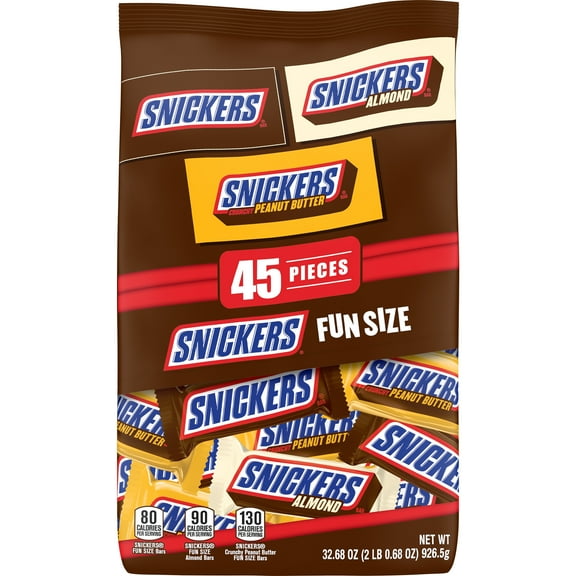 Snickers Chocolate Candy Bars Halloween Fun Size, Variety Mix, 32.68 Oz