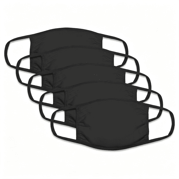 OQRKI Unisex Reusable Cotton Face Cover-5Pcs Black Mask(Black)