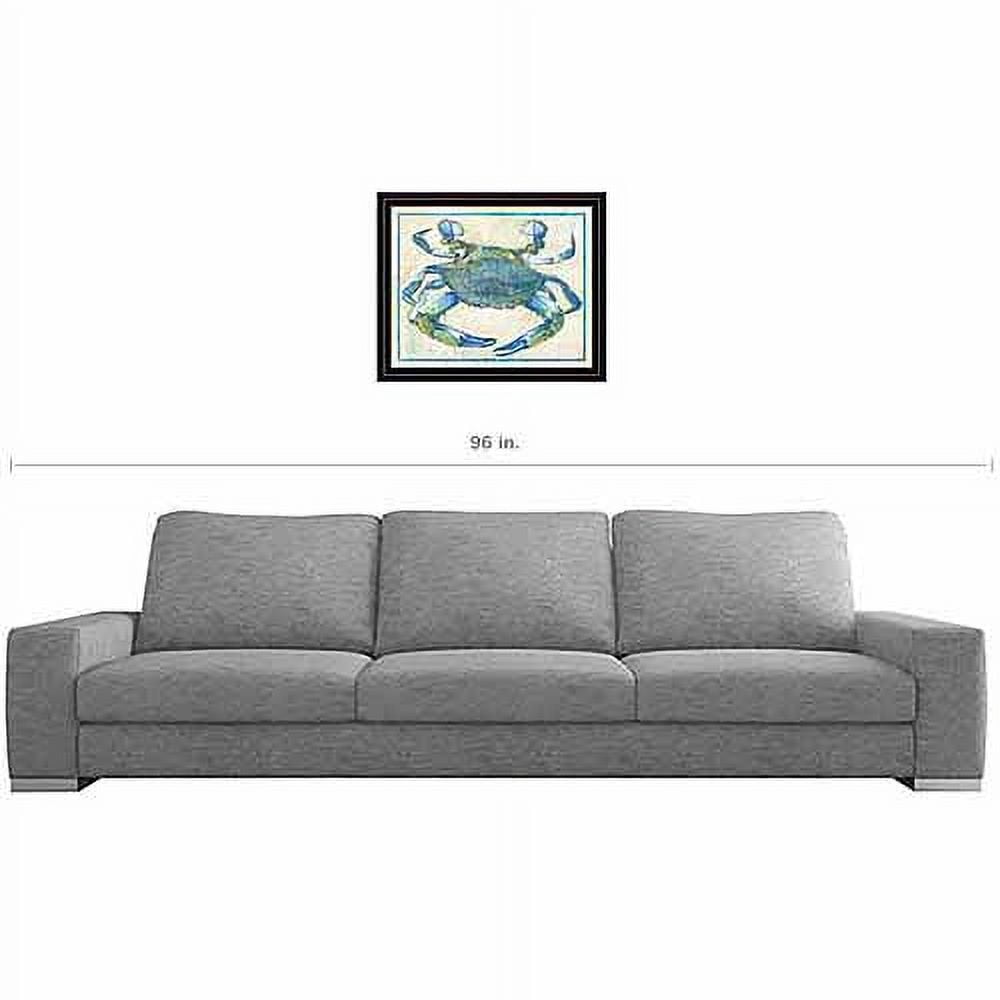 Watercolor Textured Outlined Crab Painting Blue, Framed Canvas Art by Pied Piper Creative