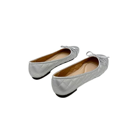 

Gomelly Ladies Lightweight Boat Shoes Slip Resistant Low Top Work Outdoor Comfort Memory Foam Flats Silver 9