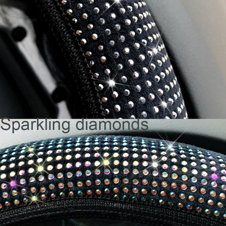 Car Bling Steering Wheel Cover,15 Inch Universal Colorful Crystal