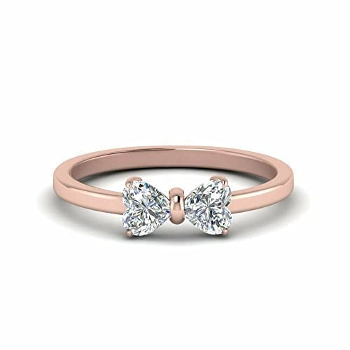 HeartsAndYou 1ct Heart Cut Moissanite Bow Design Engagement Ring for Women 18k Rose Gold Over Silver Stylish