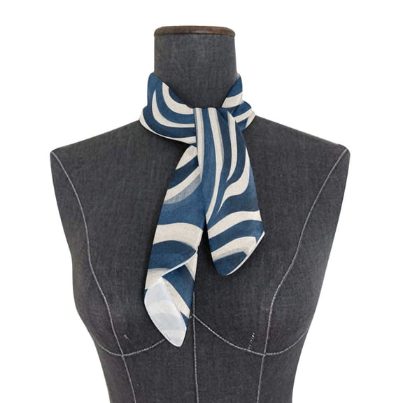 Square Scarf 24x24 Inch Dark Blue Zebra Stripes Silky Satin Sun Protection Neck Scarf for Women Multi-Purpose Head Wrap Bandana for Hair Bag Decoration