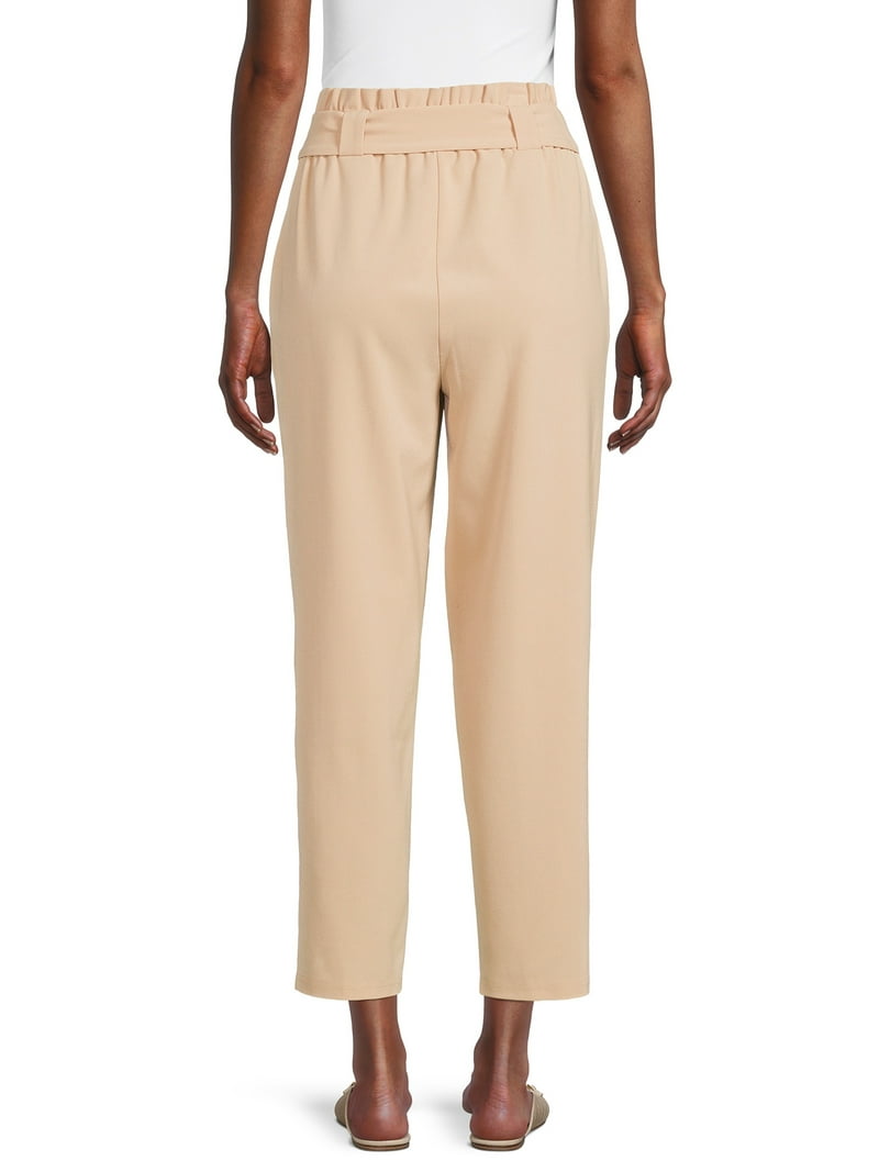 Nine.Eight Women's Cropped Paper Bag Waist Pants - Walmart.com
