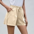 thumbnail image 5 of ADSSDQ Cotton Linen Shorts Women Plus Size Elastic Waist Drawstring Summer Beach Shorts with Pockets Casual Solid Color Pant Khaki M, 5 of 7