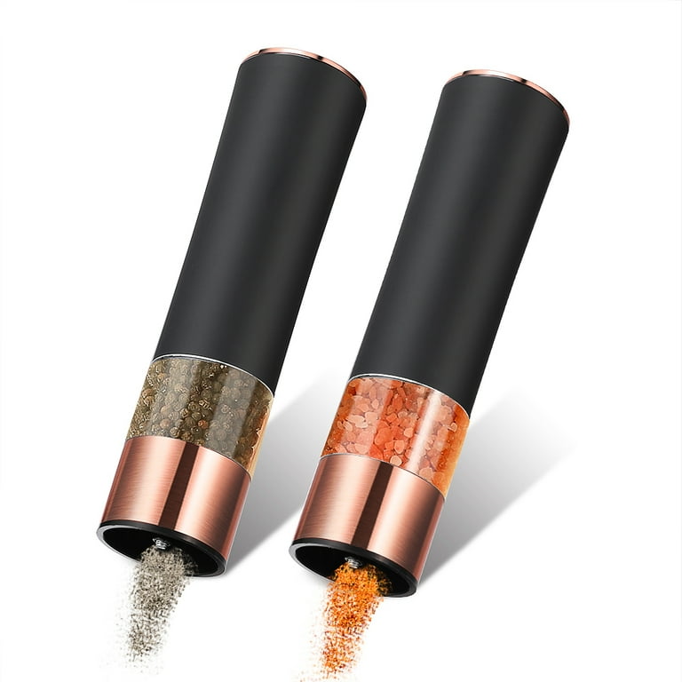 Tower Electric Salt and Pepper Set, Stainless Steel, Black and Rose Gold