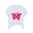 thumbnail image 2 of CLOISE Cancer Shirts for Women Short Sleeve Crewneck Tee Shirts Butterfly Ribbon Oversized Breast Cancer Support Tops Cute Comfortable Tshirts Cancer Awareness Outfits White M, 2 of 4