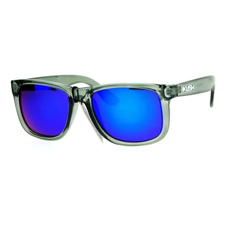 Kush Premium Translucent Slate Frame Colored Mirror Lens Rectangular Sunglasses Teal