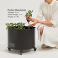 thumbnail image 2 of WORTH Metal Round Planter with Wheels - 14.6''H Modern Heavy Duty Flower Pot Raised Garden Bed - Industrial & Residential - All Weather Use - Indoor Outdoor Garden Deck Vegetables Tomato Use - Black, 2 of 5