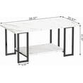 thumbnail image 4 of LinkRomat Faux Marble Coffee Table with Storage Shelves, Modern Rectangular Coffee Table and Metal Frame, 2 Tier White Coffee Tables for Living Room, 4 of 9