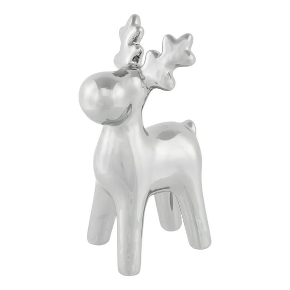 Northlight Sleek Ceramic Standing Moose Christmas Figurine - 7" - Silver Finish