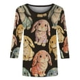 thumbnail image 4 of cocolona Easter Shirts for Women Crew Neck 3/4 Sleeve Bunny T-Shirts Summer Tops Cute Graphic Tees, 4 of 7