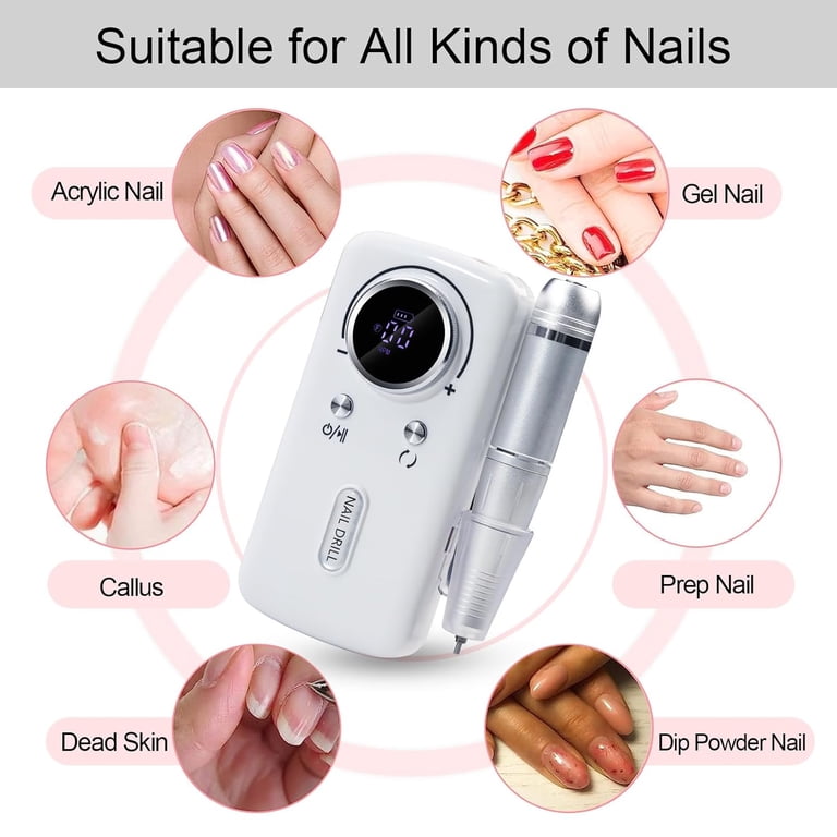 Electric Nail Drill, 45000RPM Nail Drill, Rechargeable Electric