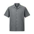 thumbnail image 6 of YODETEY Men’s Button Down Front Shirt with Short Sleeve, Everyday Casual Front Shirt for Mens,Big and Tall Dark Gray,Size S-3XL, 6 of 7
