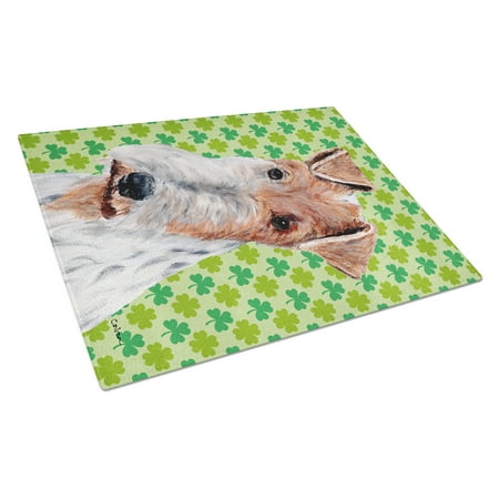 

Caroline s Treasures Wire Fox Terrier Lucky Shamrock St. Patrick s Day Glass Cutting Board Large Size