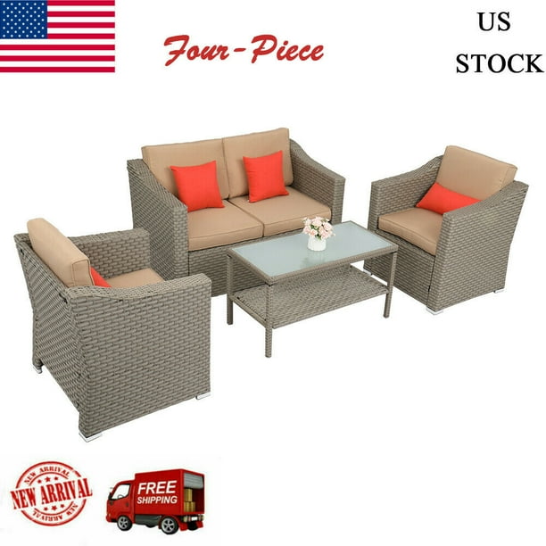 Brand New Patio Furniture Chair Set 4 Pieces Outdoor Rattan Wicker Sofa Garden Conversation Bistro Sets For Yard Com Brand New Patio Furniture Chair, What Is The Best Brand Of Patio Furniture