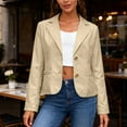 thumbnail image 6 of Women's Work Office Blazer Stretch Lapel Collar Long Sleeve Jacket Suit Stretchy Knit Shawl Lapel Suit Jacket Office Work Outfits with Pockets, 6 of 7
