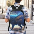 thumbnail image 5 of Disketp Moonlit Blue Wolf School Backpack, Lightweight Basic Middle School Bookbags 17 Inch Casual Daypack for Student College, Travel or Outdoor, 5 of 6