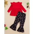 thumbnail image 2 of Toddler Girls Christmas Outfits Set Long Sleeve Shirts Dress Printed Flared Pants Bell-Bottom Fall Winter Xmas Dress-up Clothes, 1-6 Years, 2 of 7