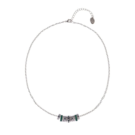 Time and Tru Silvertone Chain with Emerald Birthstone "May" Necklace