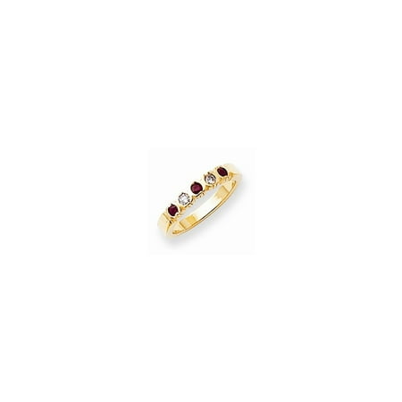 Ruby Gold Wedding Bands - Solid 14k Yellow Gold 2.75mm Simulated Ruby AA Diamond Anniversary Wedding Band - Size 4
